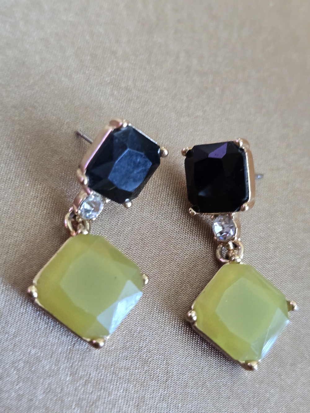 J. Crew Black and Lime Green Gold-Tone Drop Earrings